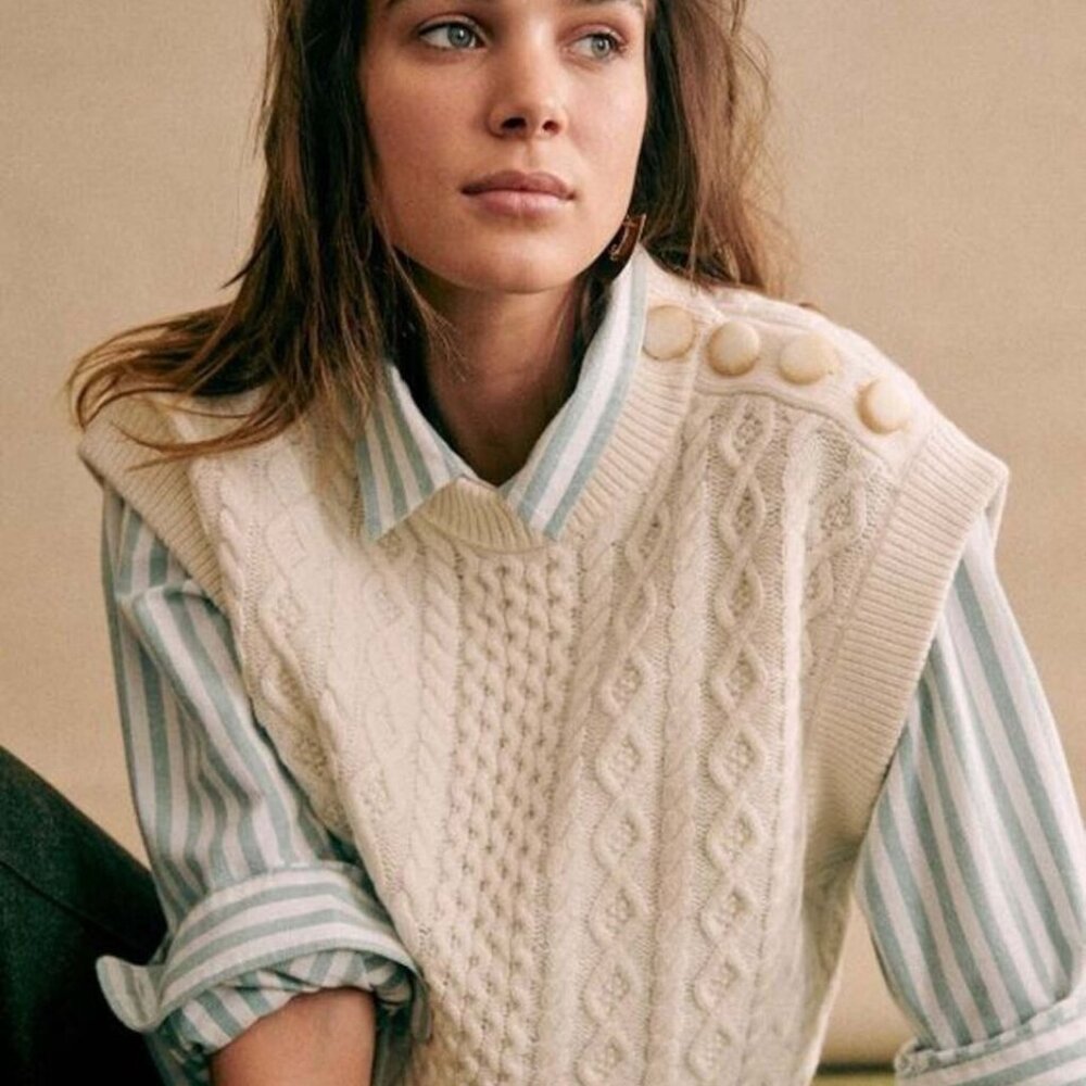 Sezane Grégoire Jumper in Ecru *BNWT* (merino wool & cotton blend)